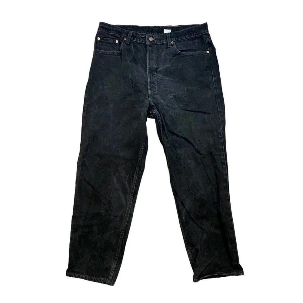 Vintage 90s Levi's 550 Black Denim‎ Jeans Relaxed Fit Made in USA Men's 40x30